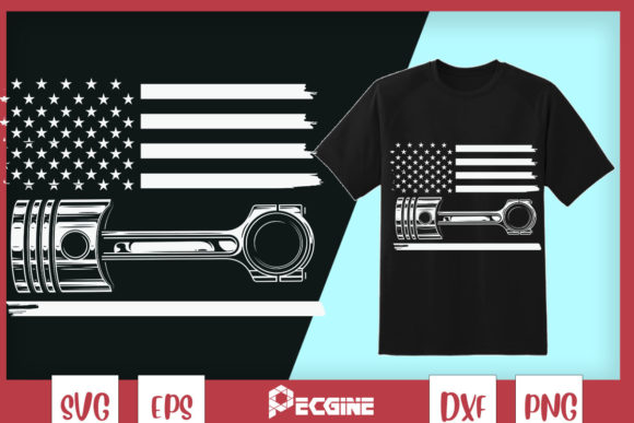 American Flag Piston Muscle Car