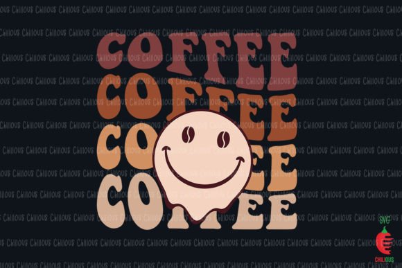 Coffee Retro Groovy Smiley Face