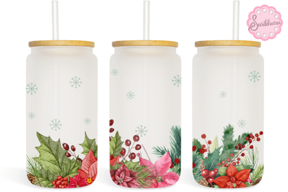 Flowers Christmas Watercolor Libbey Can