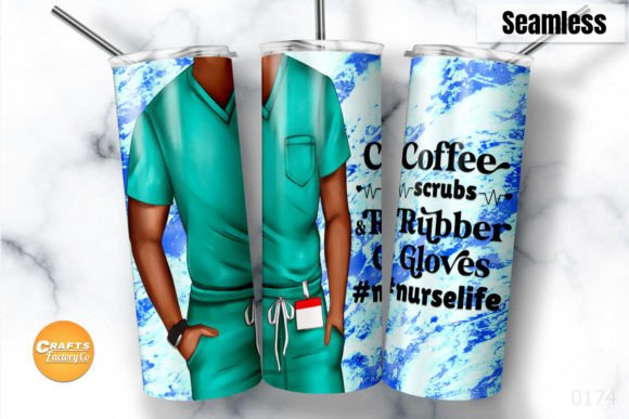 Male Nurse Coffee Scrubs and Rubber