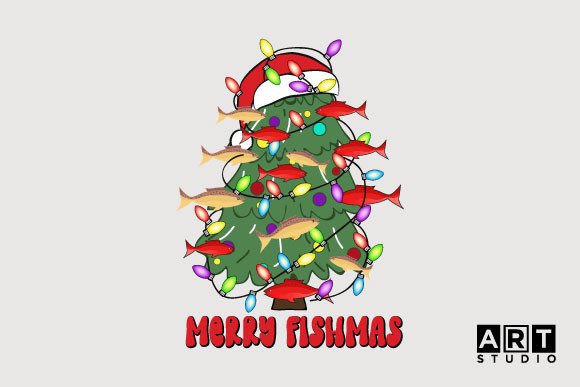 Merry Fishmas Embroidery Design