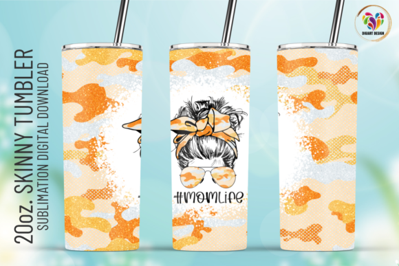 Mom Life Orange Camo Glitter Wrap